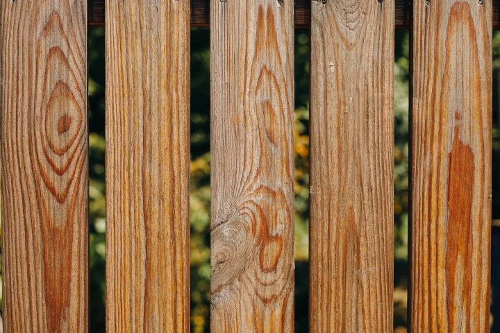 Close-up view of wooden fence planks Close-up view of wooden fence planks